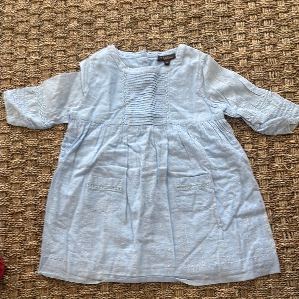 Velveteen Brand Light Blue Kids Casual Dress with silver details